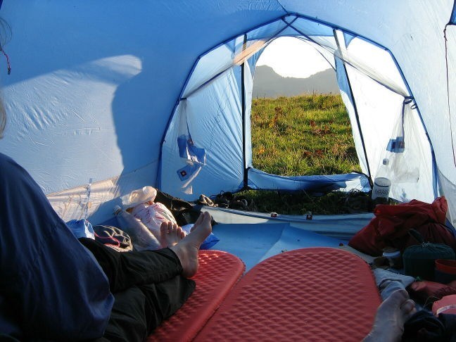 In a tent