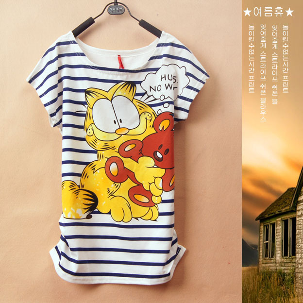 -Magic-2013-New-Garfield Cartoon-Women t-shirt-camiseta-s-camiseta-s-short-manga-free-frete