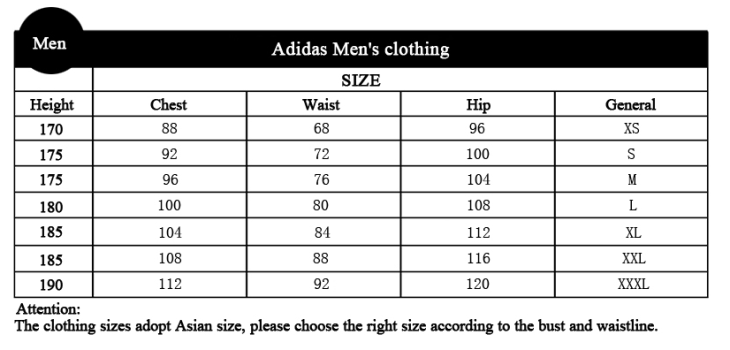 Moške dimenzije Adidasa