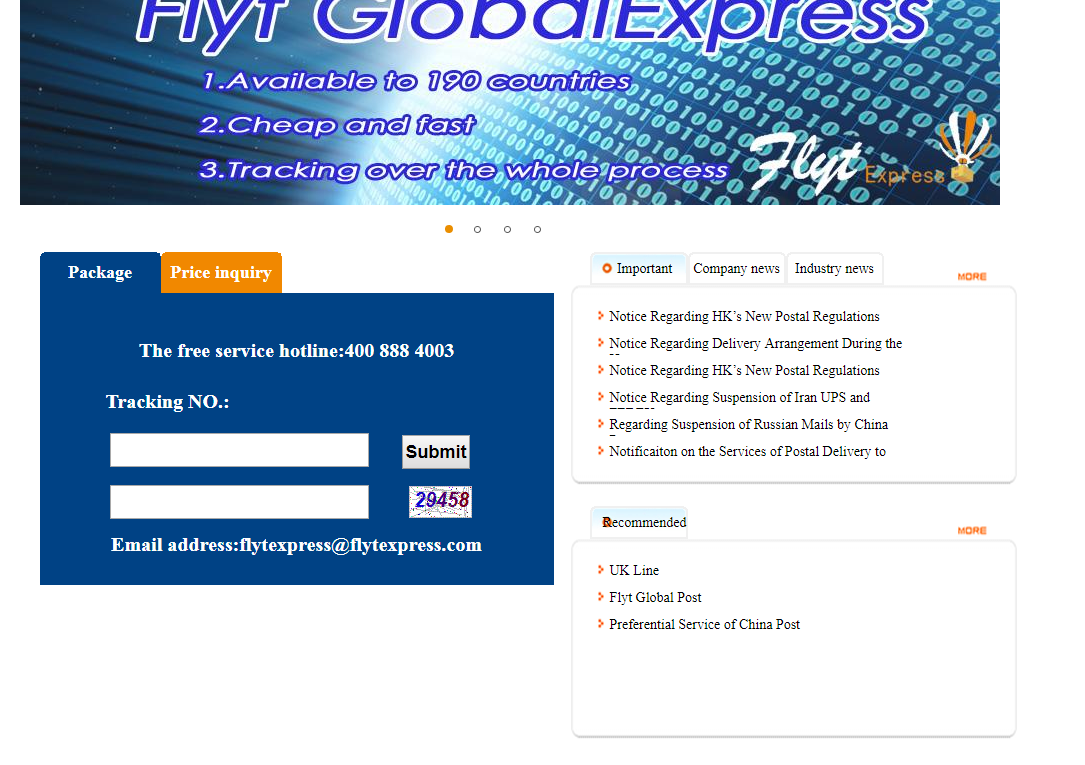 Отслеживание посылки на сайте flyt express