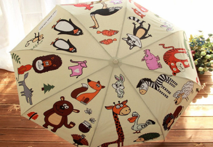 Umbrella with cartoon characters