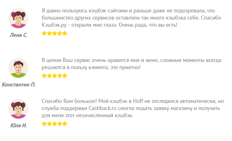 Reviews of CashBack.ru.