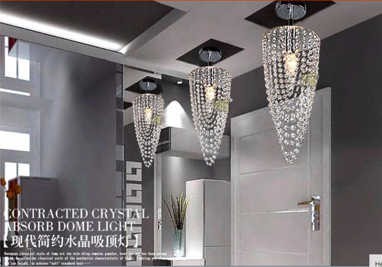 Chandelier with crystal LED pendants