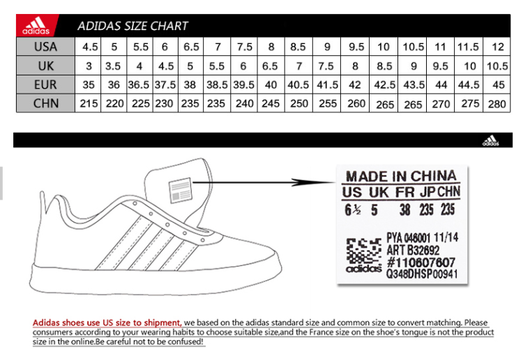 Velikosti moških čevljev Adidas