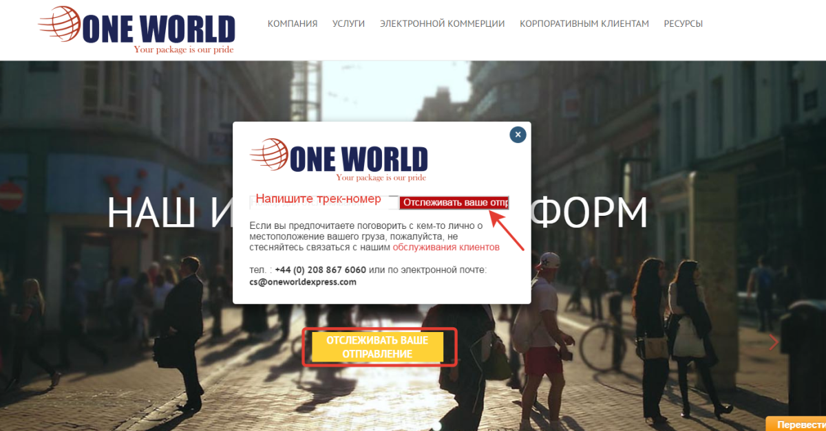 Melacak satu World Express di situs web resmi